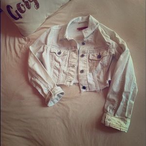Cropped white jean jacket
